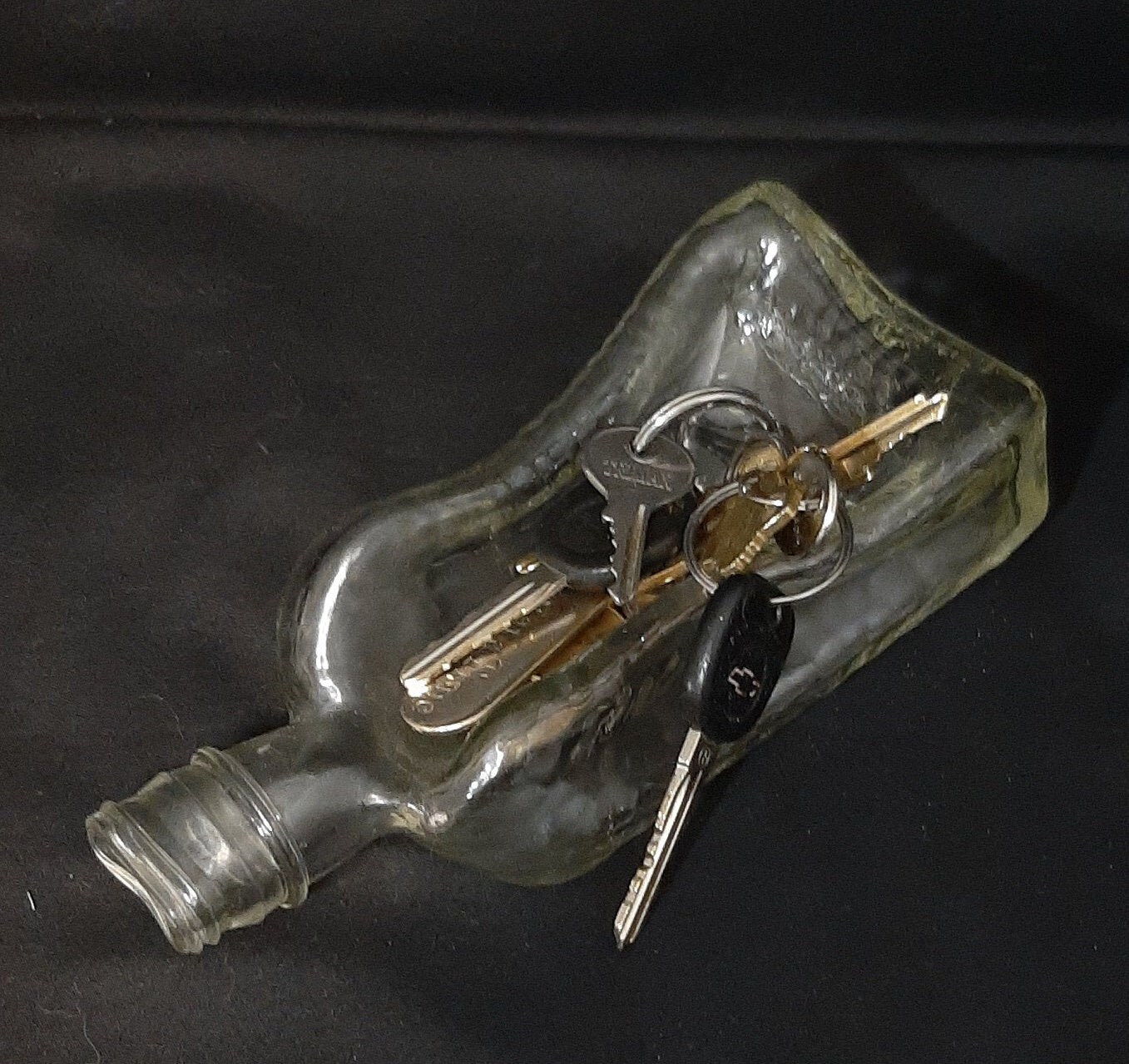 Vintage Art Glass. Bottle Ashtray or Dish for Keys and Watch Etsy Canada