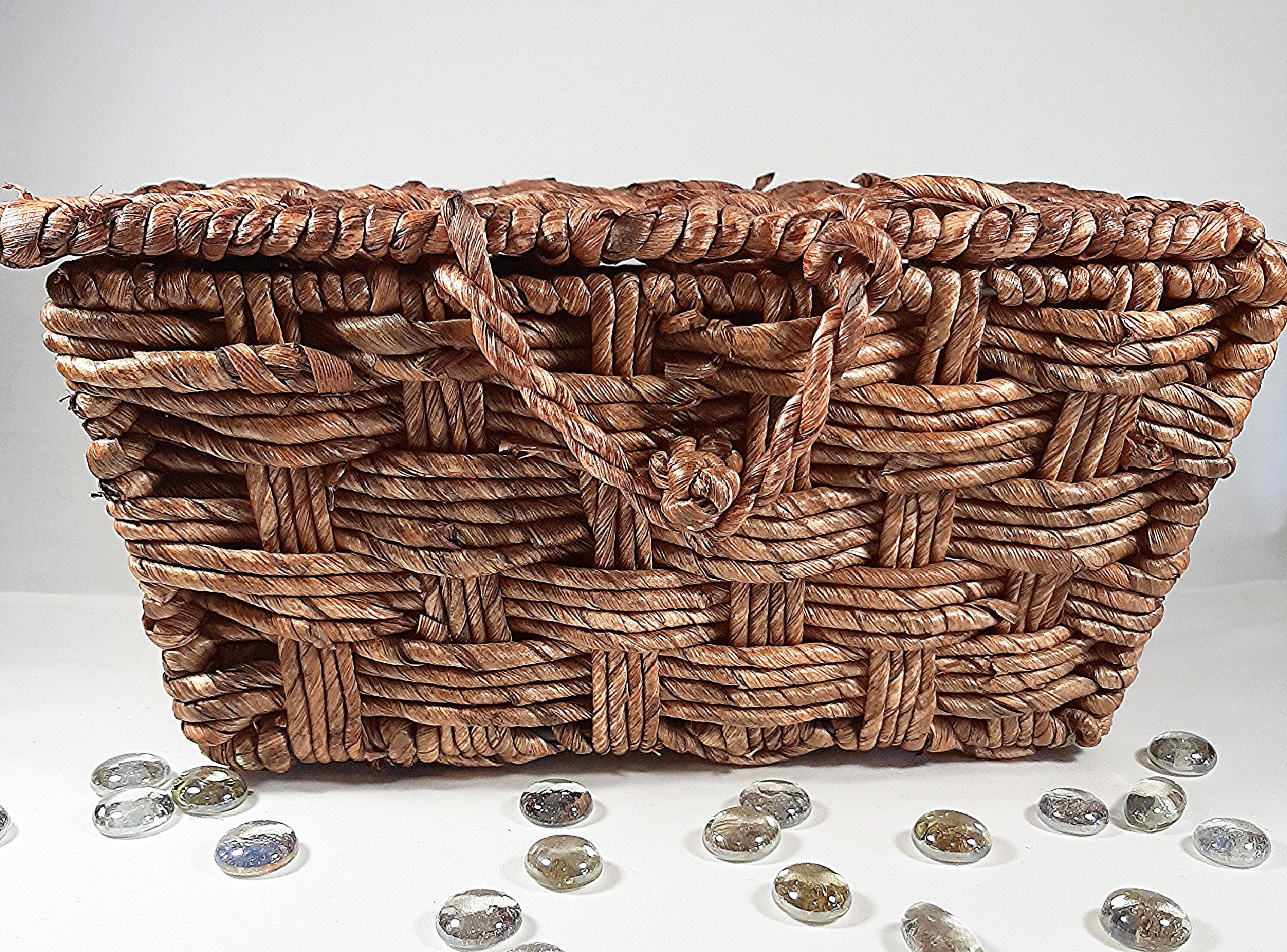 Woven Basket with Lid. Vintage decor retro decor. Vintage Etsy