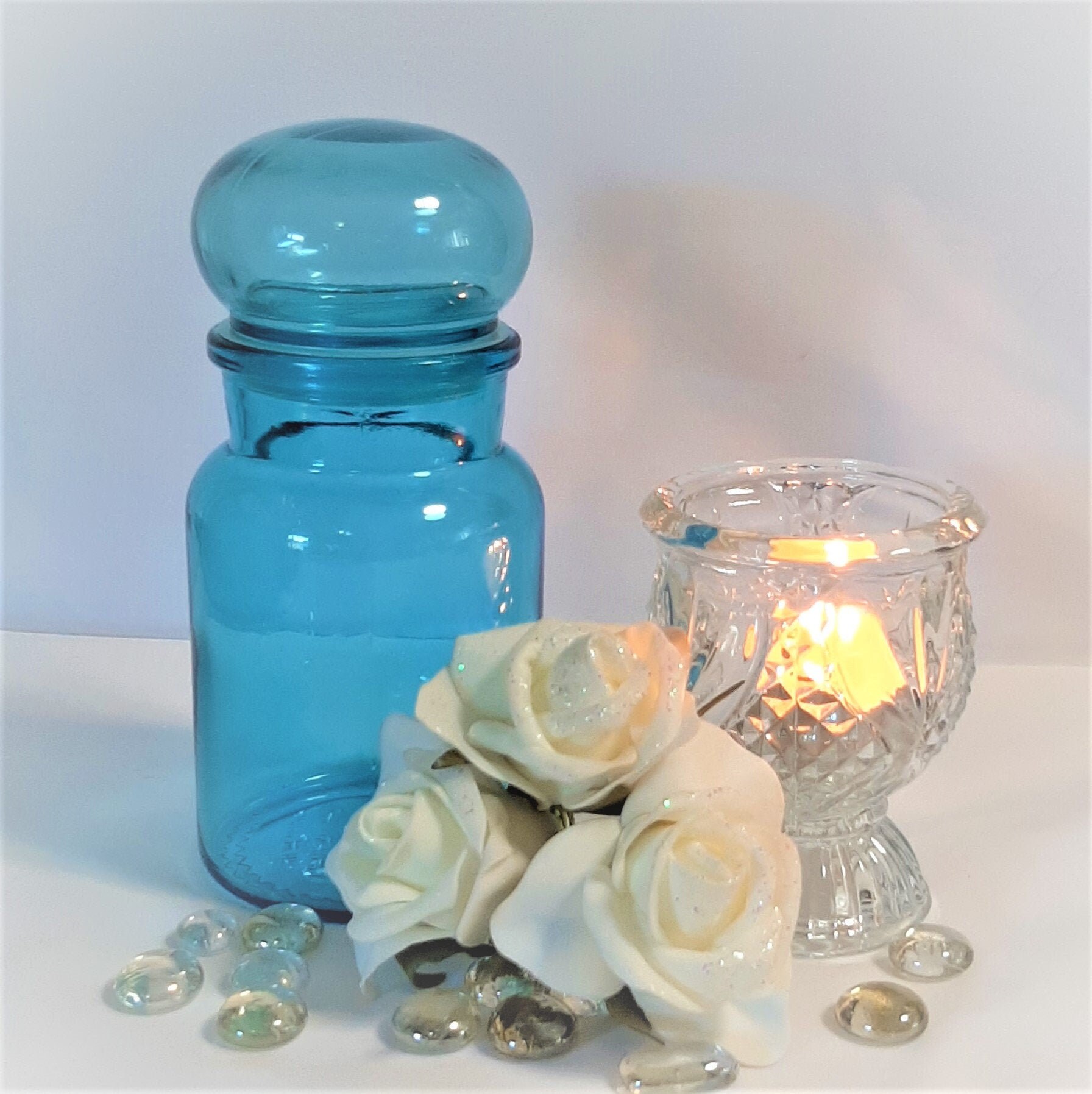 Blue Glass Jar. Airtight Storage Jar in Blue Glass Made in Etsy UK