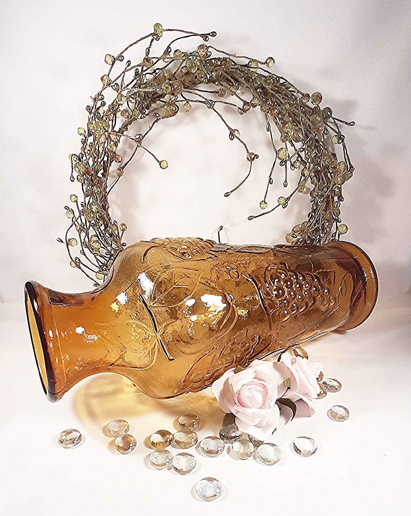 Made in Italy Vintage Amber Glass Vase. 12.75 Tall Etsy UK