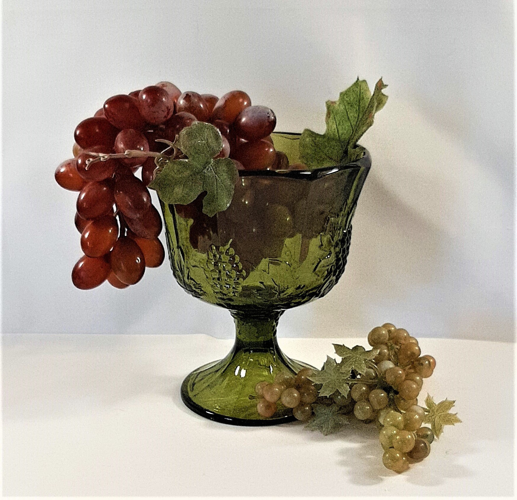 Vintage Green glass Compote.Vintage or retro home decor. Etsy