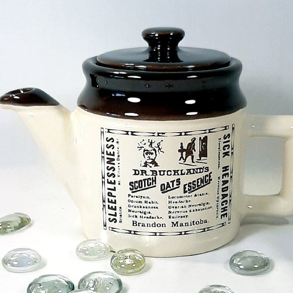 Canadian Art Pottery from the 1970's. Vintage Abenakis advertising ware tea for one teapot. Collectible small  Abenakis crock style Tea pot!