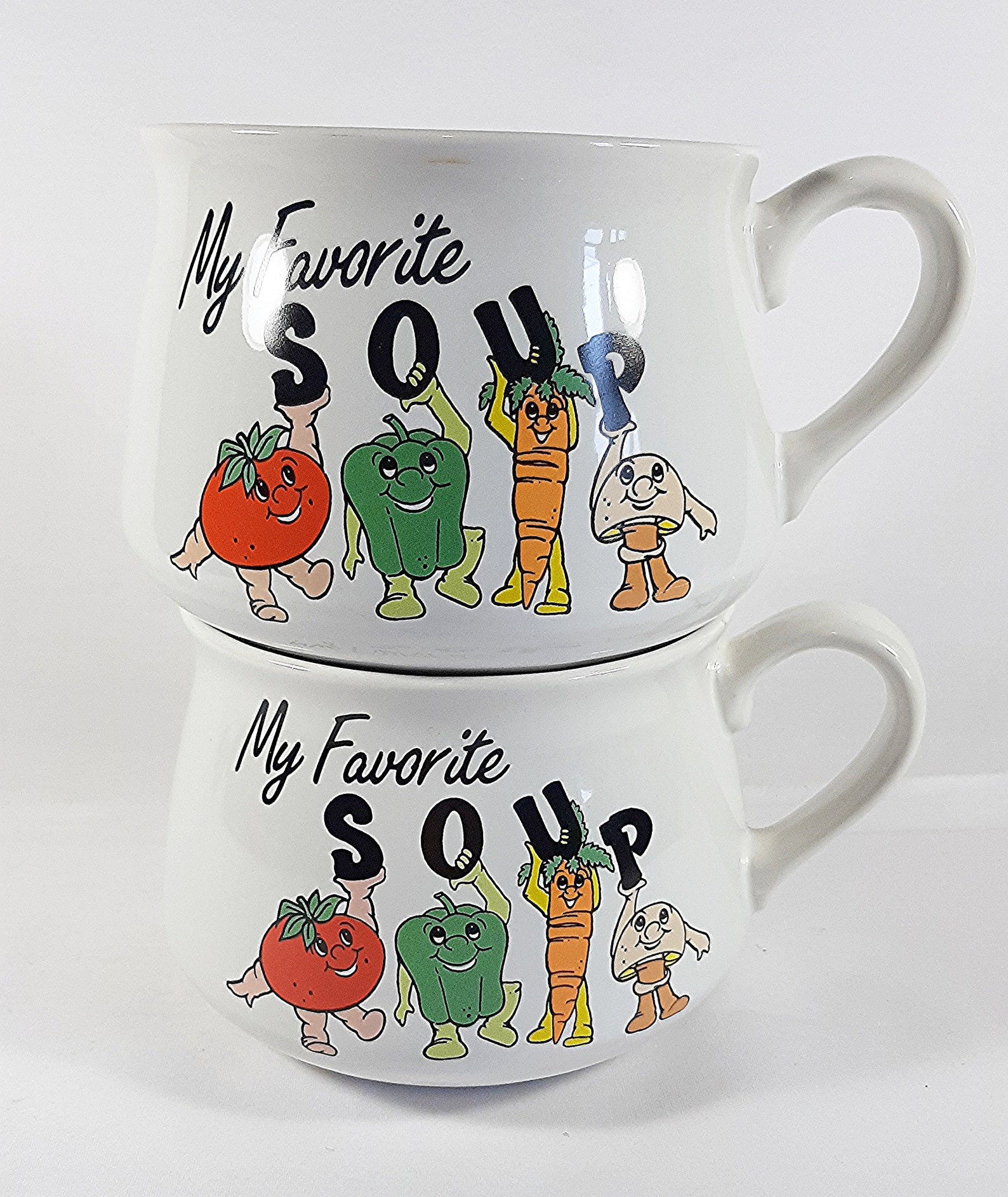 Soup Mugs. Vintage Soup Bowls. Graphic Soup Bowls. Collectible Etsy