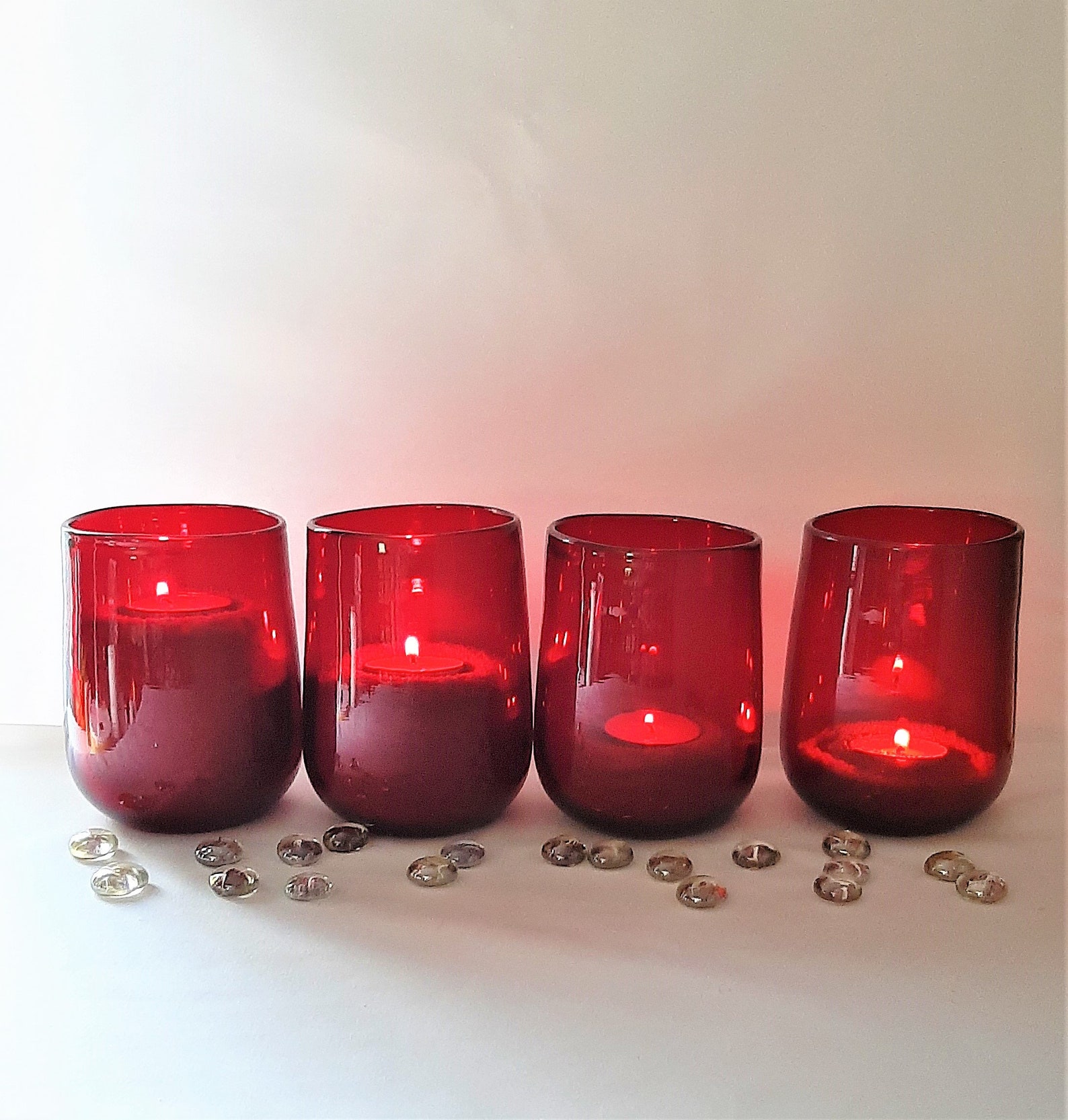 Vintagehand Blown Red Glass Christmas Candle Holder. Etsy Ireland