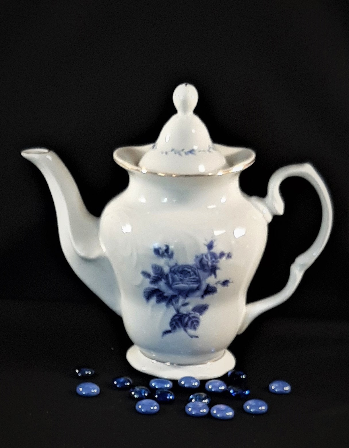 Vintage Blue and White China Tea Pot. Bone China teapot made Etsy
