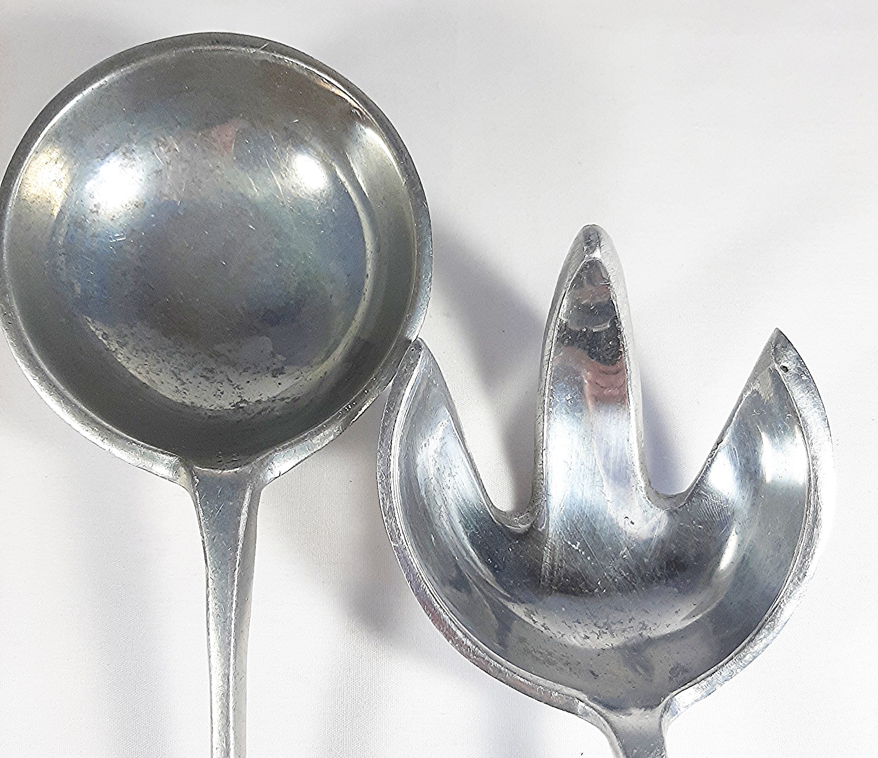 Vintage Pewter Salad Servers. Vintage Salad Fork and Spoon Etsy