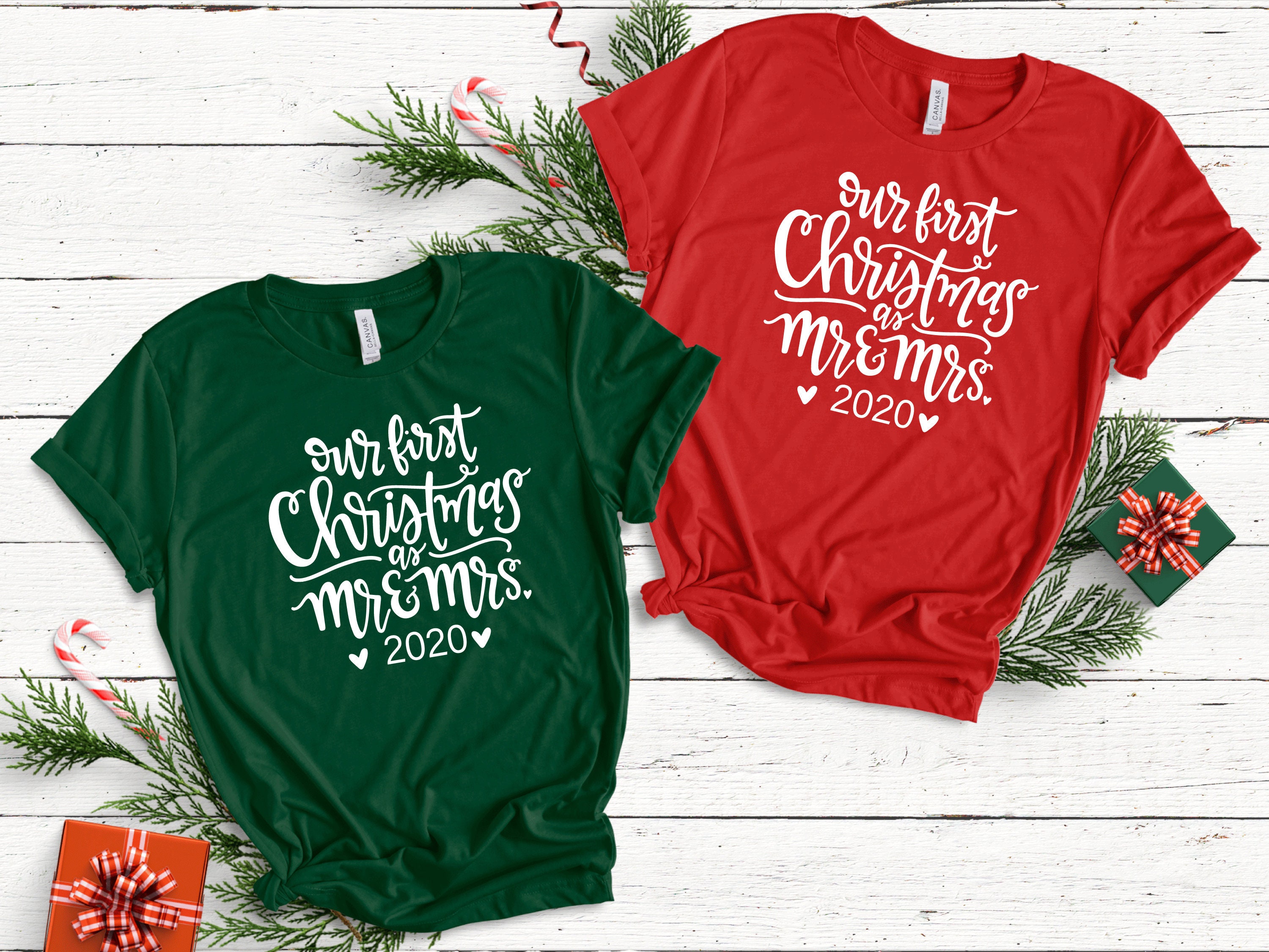 Our First Christmas Mr. and Mrs. Tshirts Couple Christmas Etsy