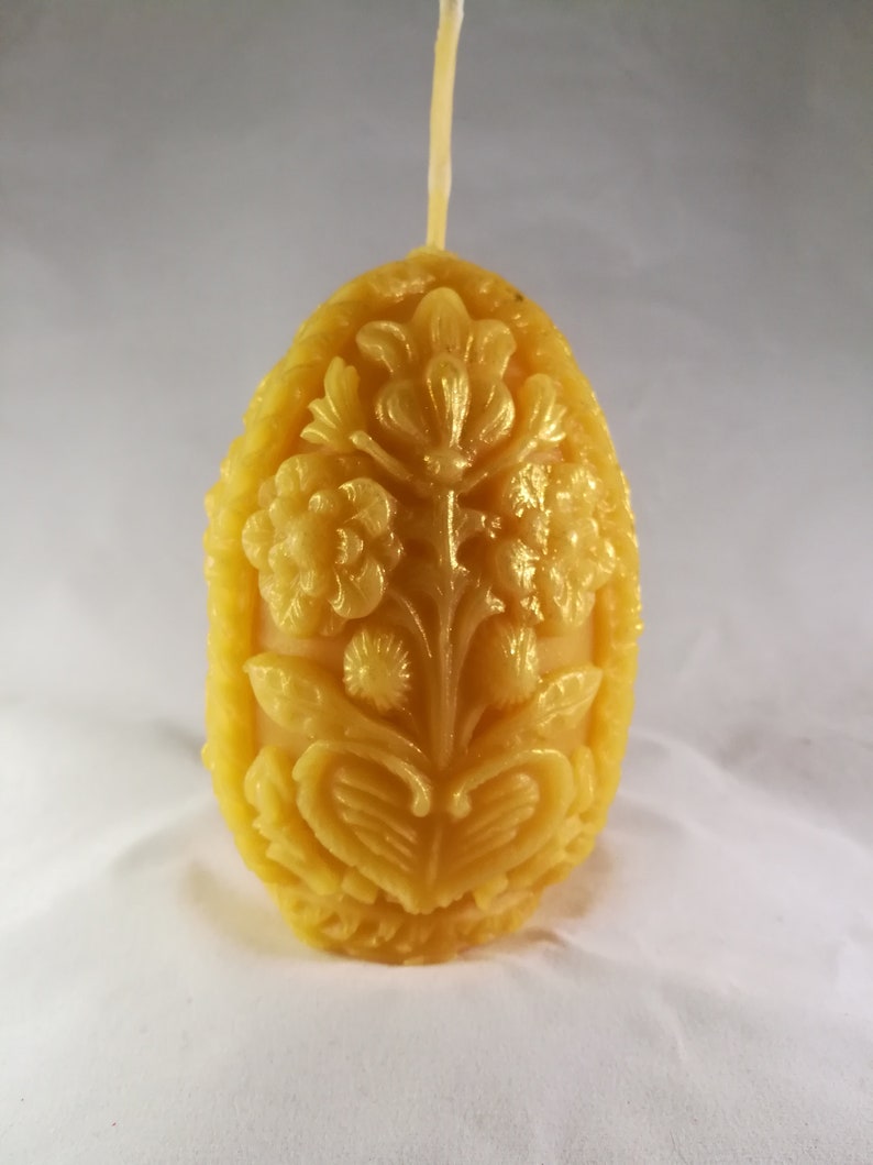 Beeswax Decorated Egg Candle. Pure Beeswax Candle Gold Painted Etsy