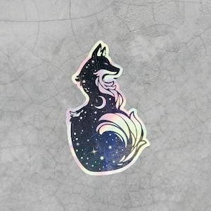 Fox celestial holograophic Stickers Bookish Sticker Waterproof Kindle Sticker Laptop Sticker Water Bottle Sticker