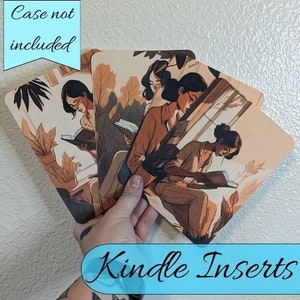 Discontinuing-Women Girls Reading Kindle Case Inserts E-reader Case Insert Handmade Book Gift Cardstock E-Reader Insert Bookish Gift Reading