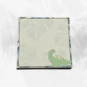 Cute Dinosaur leaf Green 3x3in Notepad Office supplies Stationary