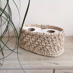 Cesta de inodoro de cuerda de algodón, cesta de decoración de baño, cesta  con soporte para papel higiénico, decoración del hogar de granja, cestas