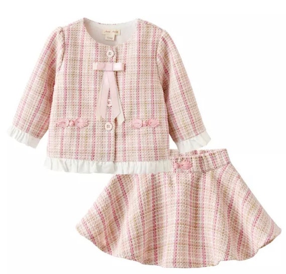 pink skirt and jacket set