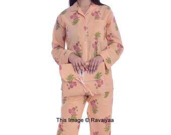 Floral Nightwear, Cotton Pyjama Set, Pure Cotton, Light Comfortable Night Dress, Sleeping Wear, Pant Shirt Set, Women Clothing, Gift for Her