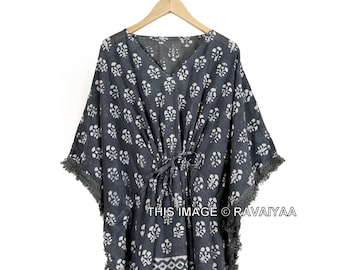 Indian long kaftan Women Wear Cotton Hand Block Anokhi Printed Long kaftan Beach Wear Dressing Gown Long Tunic Hippie Pure Cotton Dress