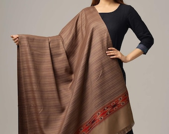 Pashminasjal Vändbar värmare i ullsjal Traditionell meditationsfilt Vändbar randig dekor Lång stola Unisex mjuk ullsjal