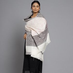 Extra large wool shawl/wool scarf/ meditation shawl / Blanket/ women&#39;s scarf / wool wrap reversible pashmina throw 40X 80 inch