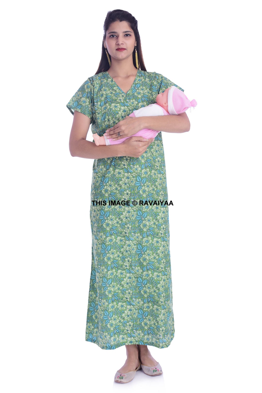 Women Nursing Gown Cotton Maternity Gown Breastfeeding Gown Etsy