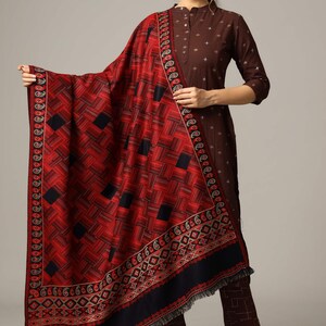 Large Ethnic Jacquard Design Kullu Weave Wool Shawl Meditation Blanket Himalaya Soft Wool Weddings Large Stole Throw Meditation Wrap Black