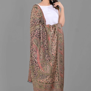 Pashmina Shawl, Jamawar Shawl India, Indian Yak Wool Scarf Wrap, Unisex Wool Shawl, Meditation Prayer Shawl Blanket Cosy Winter Stole