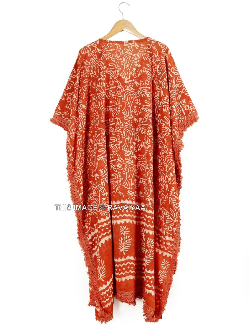 Indian Cotton Kaftan Orange Anokhi Block Printed Long Caftan Etsy