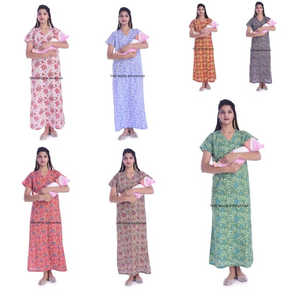 Buy Best Seller 3 Pcs Set Indian Special Combo Offer Pure Cotton Maternity/feeding  Gown Kurti Set Both Zip for Easy Baby Feeding,soft Colour, Online in India  - …