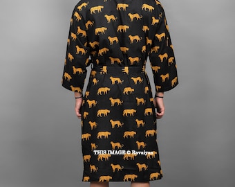 Vestaglia Unisex In Flanella Leopardata - Morbida, Calda, Con Collo A Scialle, Per Autunno-inverno