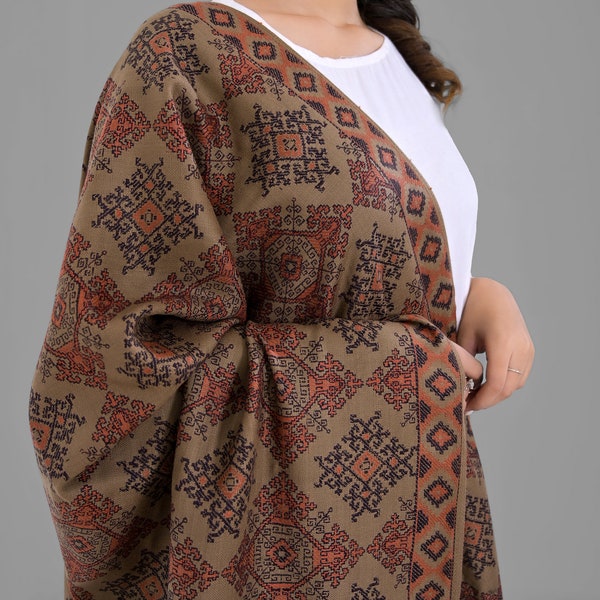 Châle Pashmina en laine brillante| Châle Pashmina floral Enveloppements d’hiver pour femmes Automne Automne Volé Cadeau de Noël Boho Style Boho | Couvre-chef