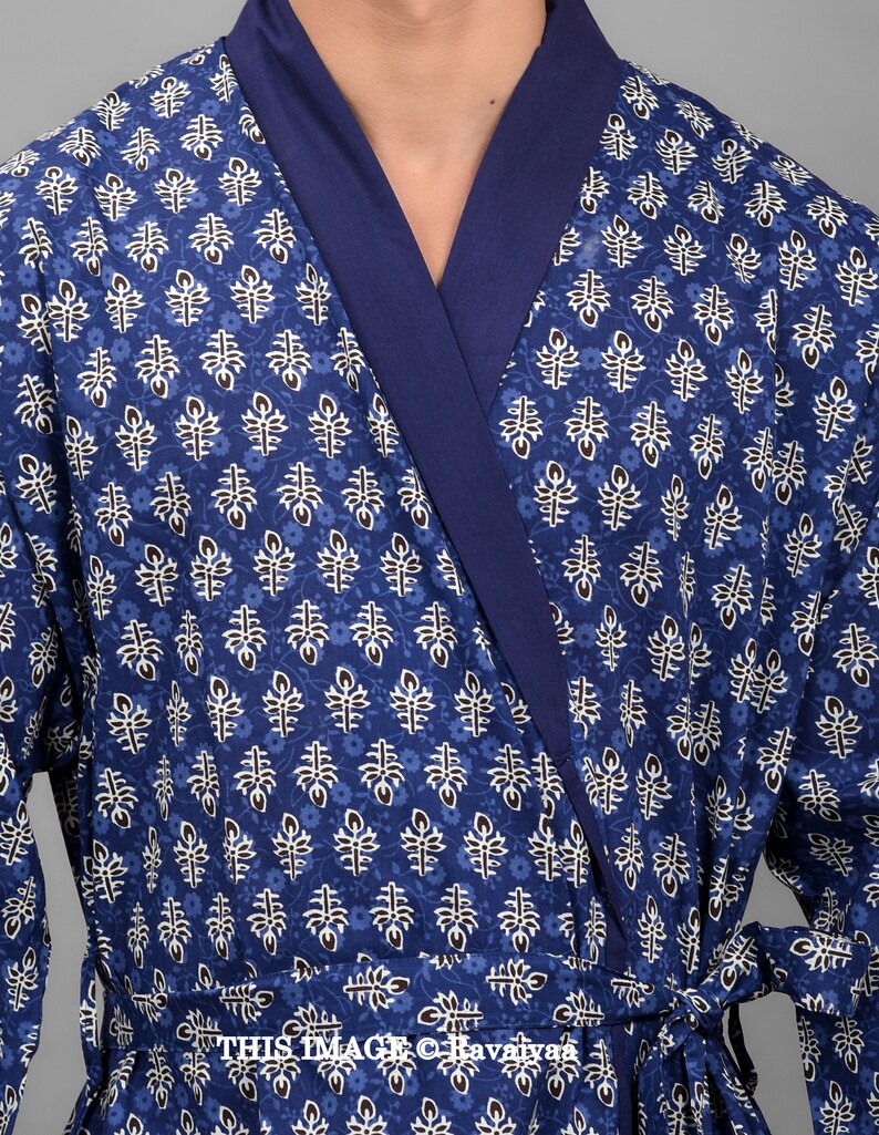 Indian Robe Men Unisex Robes, Cotton Block Print Robe, Gifts for Her Him , Boho Robe ...
