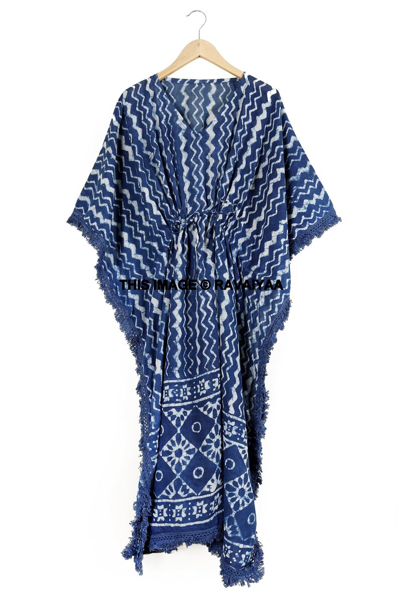 Indian Cotton Long Kaftan Women Wear Long Caftan Hippie Indigo Etsy