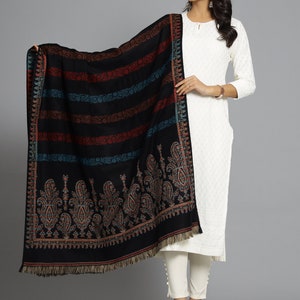 Kullu Wool Shawl, Pashmina Scarf Wrap, Meditation Shawl Wrap Luxury, Winter Stole, Zen Boho Shawl, Indian Paisley Warm Shawl, Gift for Her