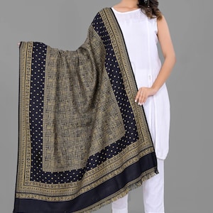 Indian Shawl, Soft Luxury Long Winter Blanket, Handmade Meditation Throw, Indian Jamawar Design  Home Wear Body Warmer Shawl Gift for Her