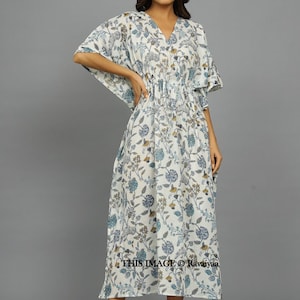 Handmade Loose Fit Kaftan, 100% Cotton Casual Caftan, Indian Kaftan, Bohemian Women's Clothing, Beach Wear, Kimono Dress, Bikini CoverUp