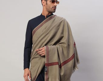 Meditation Shawl or Meditation Blanket, Shawl/Wrap, Oversize Scarf/Stole, Ethically Sourced. Vegan Wool. Unisex (Happiness) Beige,Grey