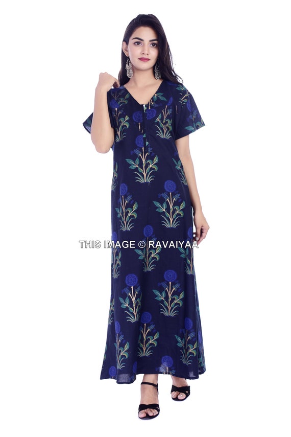 Indian Hand Block Print Long Nighty Women Cotton Night Gown Sleepwear Dress  Floral Print Nightwear Maxi Women Soft Cotton Summer Night Suit - Etsy