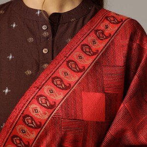 Large Ethnic Jacquard Design Kullu Weave Wool Shawl Meditation Blanket Himalaya Soft Wool Weddings Large Stole Throw Meditation Wrap image 9