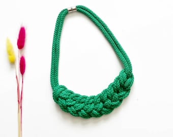 Handmade Chunky Crochet Cord Necklace: Eco-Friendly Boho Jewelry