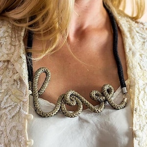 Gold Love Necklace: Handmade Statement Pendant, London