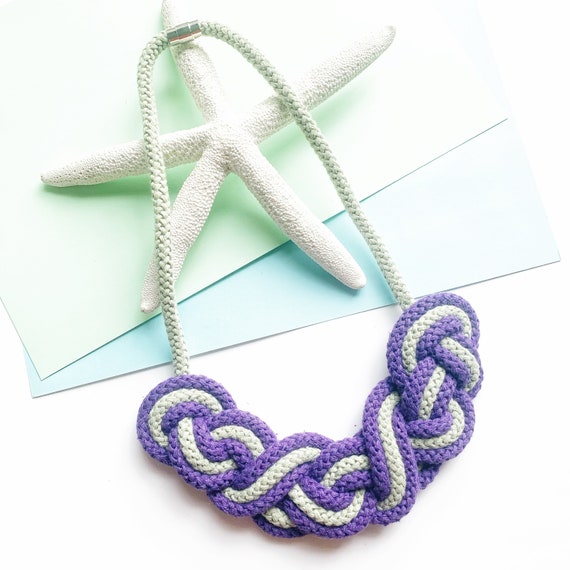 Multi strand cotton rope lightweight statement necklace, purple necklace, green necklace, gift for women, necklaces for girls