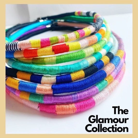 Statement rope necklace, rope jewelry, handmade jewelry, Green with stripes for her, gift ideas for her, summer necklace, Gift for friends
