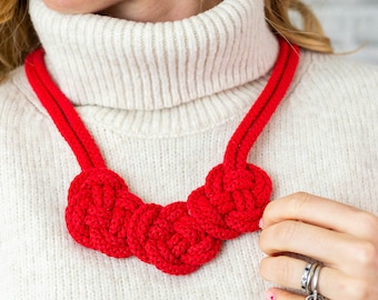 Handmade Chunky Crochet Cord Necklace: Boho Statement Jewelry