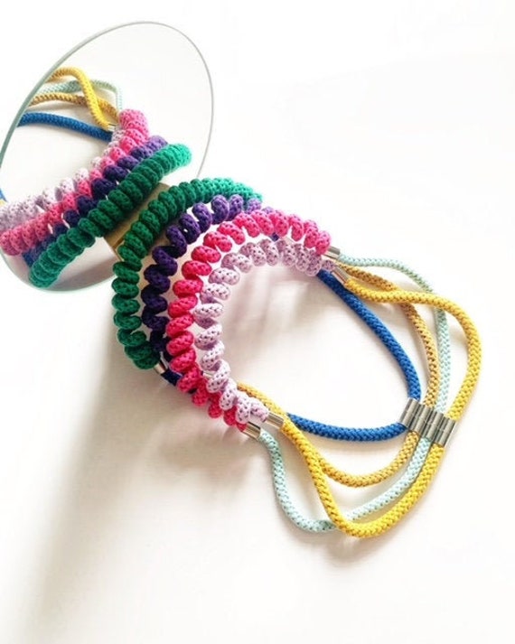 Colourful Statement Necklaces made with wired Cotton, Boho gift for an nature lover friend, Ecological Necklace made with organic cotton