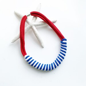 Handmade Nautical Cotton Rope Necklace: Striped Maritime Collar