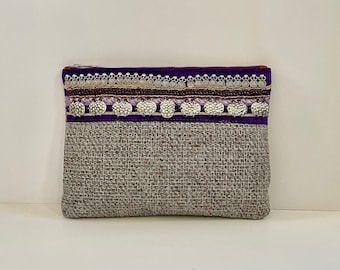 Beaded and Lined Clutch, Boho Jewel Clutch, Jewel Clutch, Vegan Clutch, , Bead Bag,  Bohemian Purse, Evening Clutch Bag, Embroidered Bag,