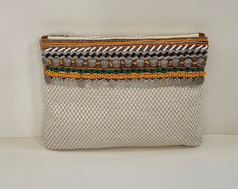 Beaded and Lined Clutch, Boho Jewel Clutch, Jewel Clutch, Vegan Clutch, , Bead Bag,  Bohemian Purse, Evening Clutch Bag, Embroidered Bag,