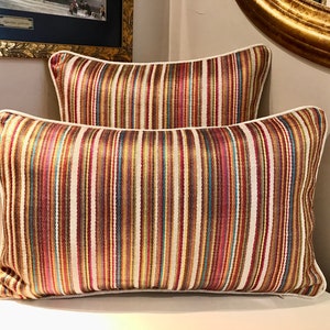 Multi color  silky Pillow cover | stripe colorful pillow | designer bohemian  pillow | rustic throw pillow