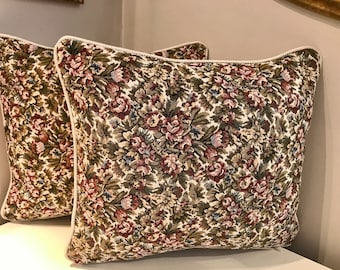 Jacobean Garden Pattern Tapestry Cushion Cover | Vintage Floral Design | Handmade Velvet & Linen Pillowcase | 14x16 Inch