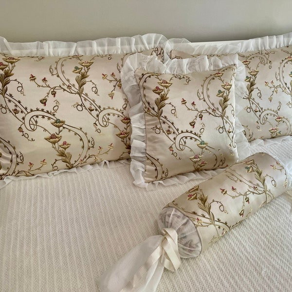 Satin Ruffle Pillow Etsy