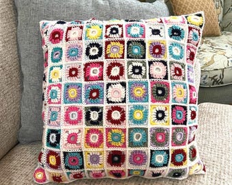 Färgglatt Mormors Kvadrat Virkat Örngott Boho Retro Afghansk Kudde