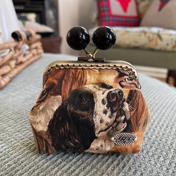 Mini kiss lock purse with dog pattern | Retro Style Wallet | Kiss lock Coin Purse | Unique Designer Pouch | Gift for Her, Dog lovers